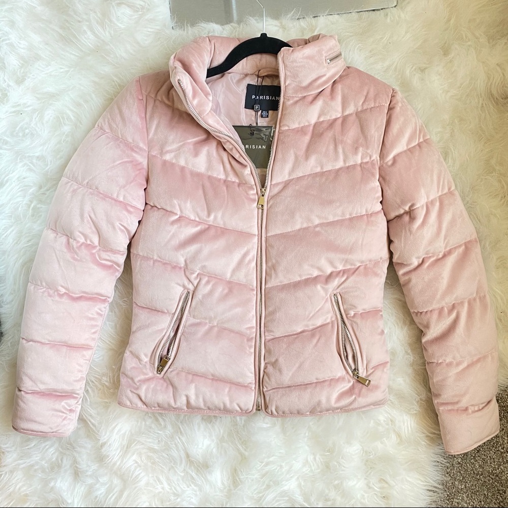SOLD Blush Velvet Puffer Jacket